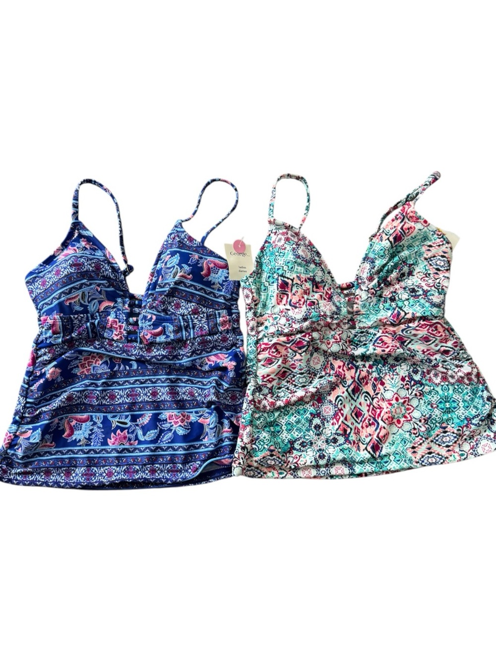 George Tankini Swim Tops Lot of 2 Womens XS Boho Paisley NWT